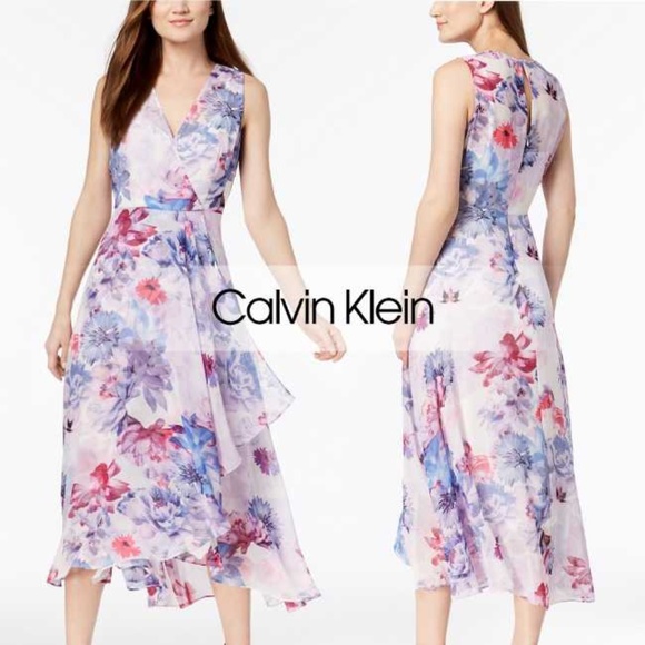 purple floral chiffon dress
